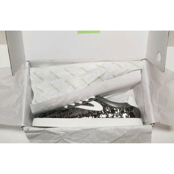 TRETORN CAMDEN SEQUIN CHILD SIZE 13 & 5   WHITE / GRAPHITE NEW / BOX - Picture 11 of 12